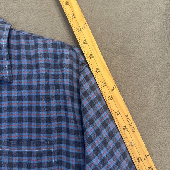 Frank & Eileen Luke Italian Flannel Button Up Shirt Size M Blue Plaid Cotton - Picture 7 of 9